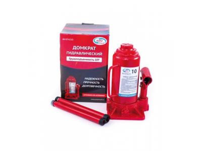 Домкрат гидравлический 10 т бутылочный, в коробке, красный
