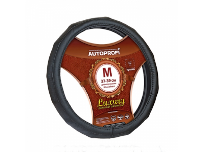 Оплётка руля "Luxury" кожа, ребристая, с перфорацией (черный) (М)