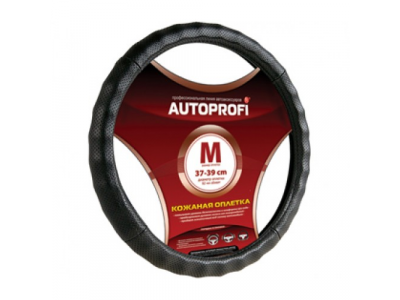 Оплетка "АВТОПРОФИ" нат.кожа перфорир.ребристая (черная) AP-396 ВК L 1/20