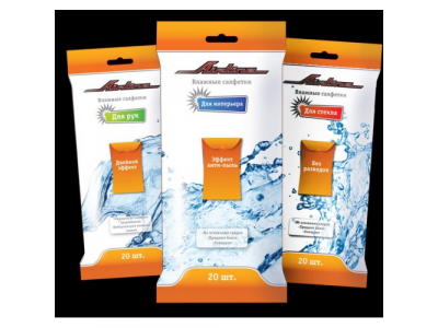 Салфетки влажные AIRLINE для автосалона и интерьера (20шт)