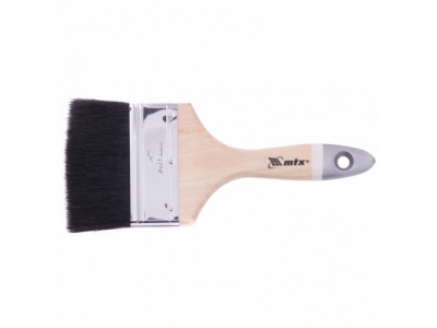 Кисть плоская, натуральная черная щетина, деревянная ручка, размер 4 Mtx