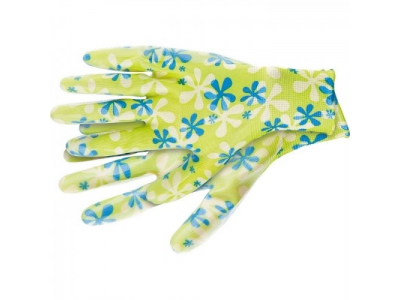 Перчатки садовые из полиэстера с нитриловым обливом, зеленые, M //PALISAD