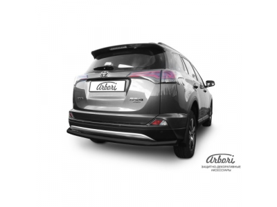 Защита заднего бампера Arbori d57 длинная черная TOYOTA RAV-4 2015-