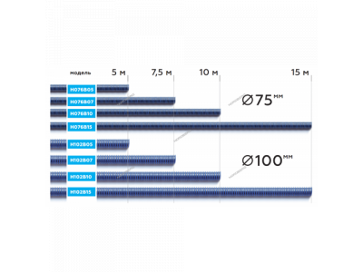 Шланг газоотводный d=100мм, длина 15м (синий)