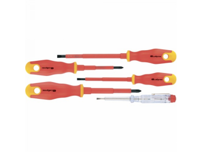 Набор отверток диэлектрических до 1000В, тестер, CrV,, двухкомпонентные рукоятки (5шт.)//Сибртех