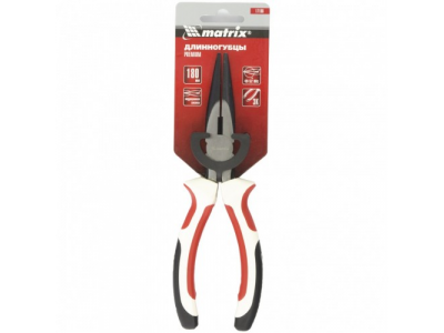 Длинногубцы прямые Premium, 180 мм, трехкомпонентные рукоятки Matrix