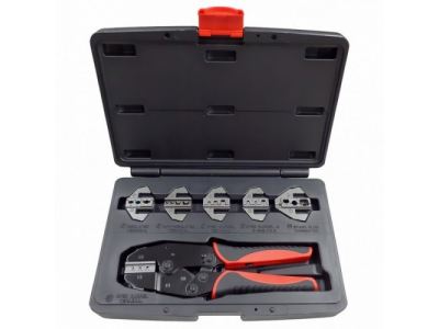 Кримпер храповичный для обжима изолированных наконечников, 7 предметов, кейс
