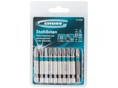 Набор бит PH3х50, сталь S2, 10шт //GROSS