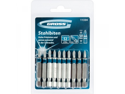 Набор бит PZ3х50, сталь S2, 10шт //GROSS