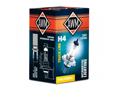 Лампа галогенная AWM H4 24V 75/70 W (P43T)
